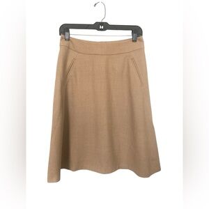 Banana Republic 97% Wool Tan A-Line Skirt Stretch Work Office Casual Business